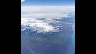 The great glaciers of southern Iceland seen from the air.