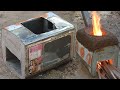 Build a unique smoke free wood stove from iron paint bucket