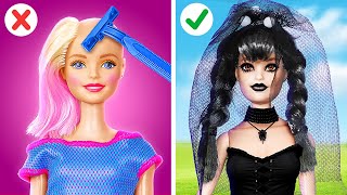 SFIDA LOOK BAMBOLE 💇‍♀️: Mercoledì Addams vs Enid || Extreme Makeover &amp; Mini Creazioni su 123 GO!