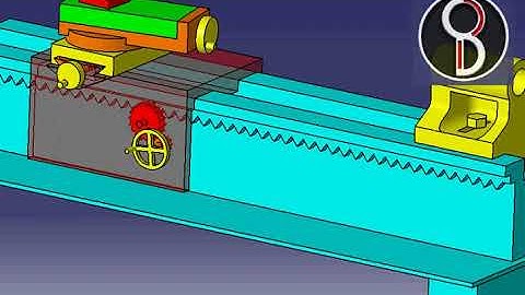 how lathe carriage feed mechanism animation