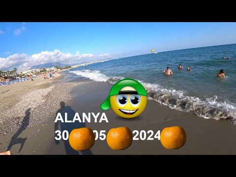 ТУРЦИЯ АЛАНЬЯ ПРОГУЛКА ПО ПЛЯЖАМ В ЦЕНТРЕ МОРЕ ALANYA 30 МАЯ 2024 ROMKA ROKER