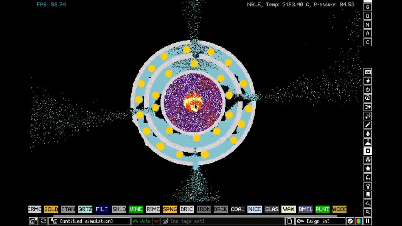 Noble gas reactor in The Powder Toy YouTube