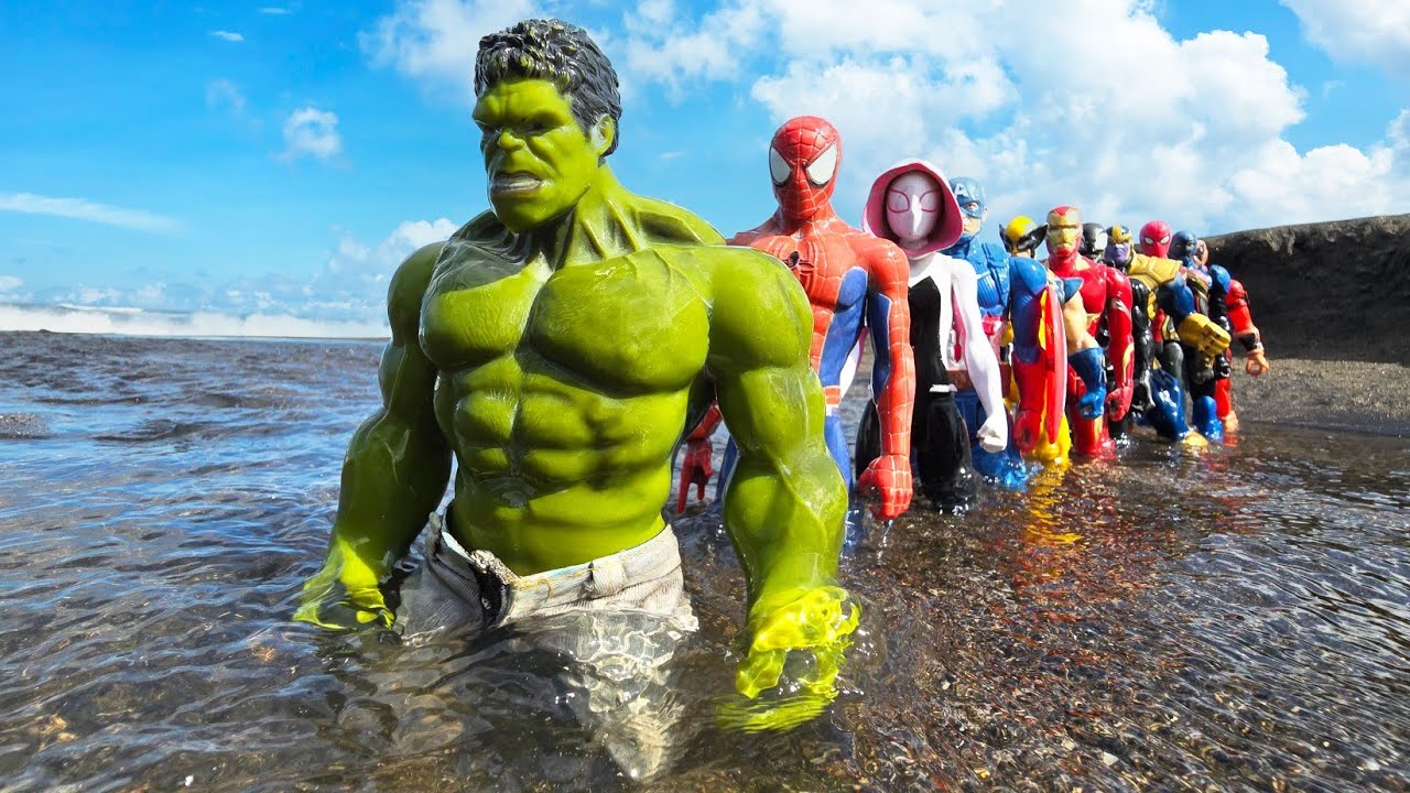 Фигурки Мстителей! Человек-паук Майлз, Халк, Капитан Америка, Аквамен