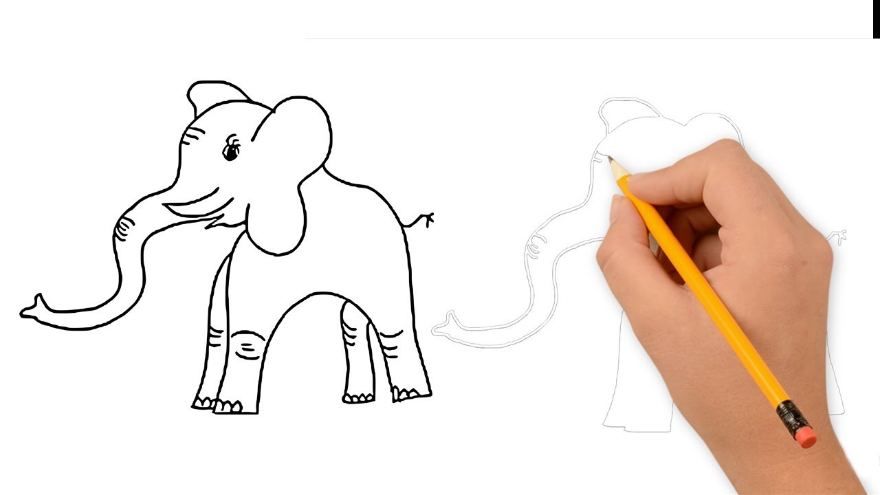 How To Draw an Elephant - Easy Cartoon Pencil Drawing For Kids ...