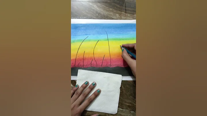 Easy Sunset Tree drawing||coconut tree drawing#shorts#trending #viral#creativebaby#oilpasteldrawing