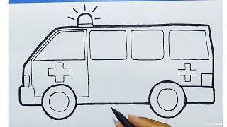 Easy ways to draw and color a car ambulance - Indonesian tutorial