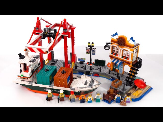 LEGO City Harbor with container ship fan review! Good builds