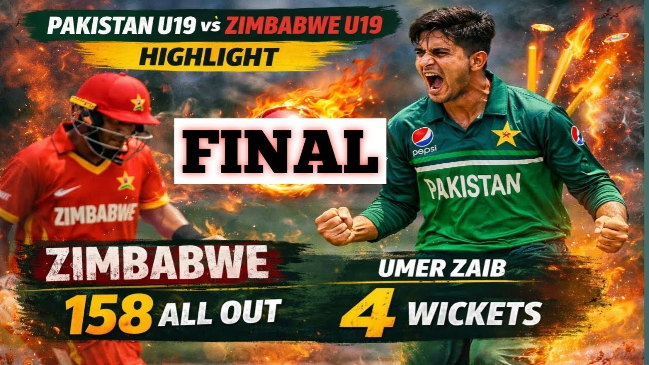 Final Pakistan U19 vs Zimbabwe U19 Highlight match ll today highlight Match ll Zim 158 out 