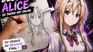 ✨ Je dessine Alice de Sword Art Online ✏️ | Du croquis au résultat final! #dessin#tutorial#sao  