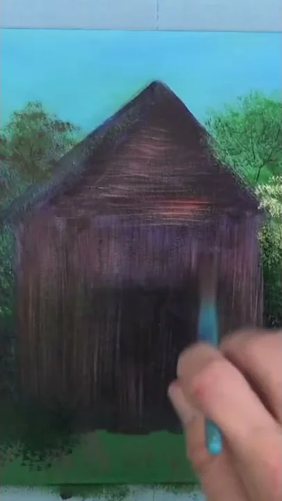 Weathered Barn with Wisteria Full tutorial on my c...
