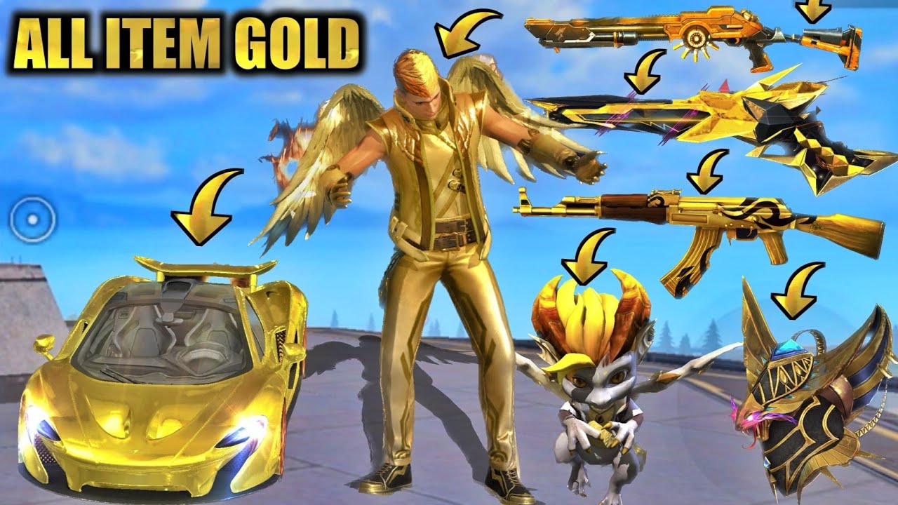 I Can Only Wear Golden Items💛Free Fire Golden Dress,Golden Bag