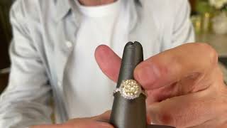 1ct 14K Gold Yellow Diamond and White Diamond Halo Ring