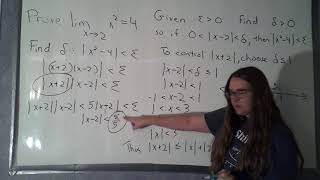 Using the epsilon-delta defintion of a limit for a quadratic function