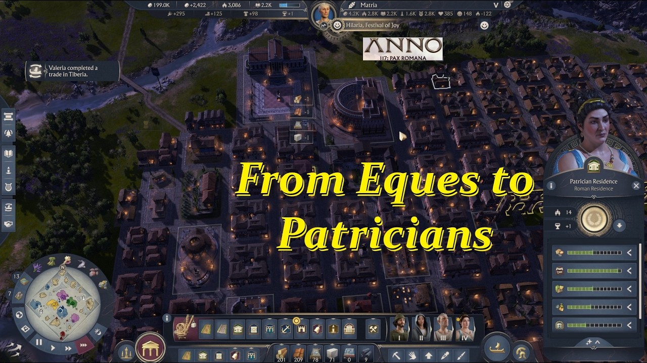Anno 117 Pax Romana Gameplay - Time Lapse Eques to Patricians