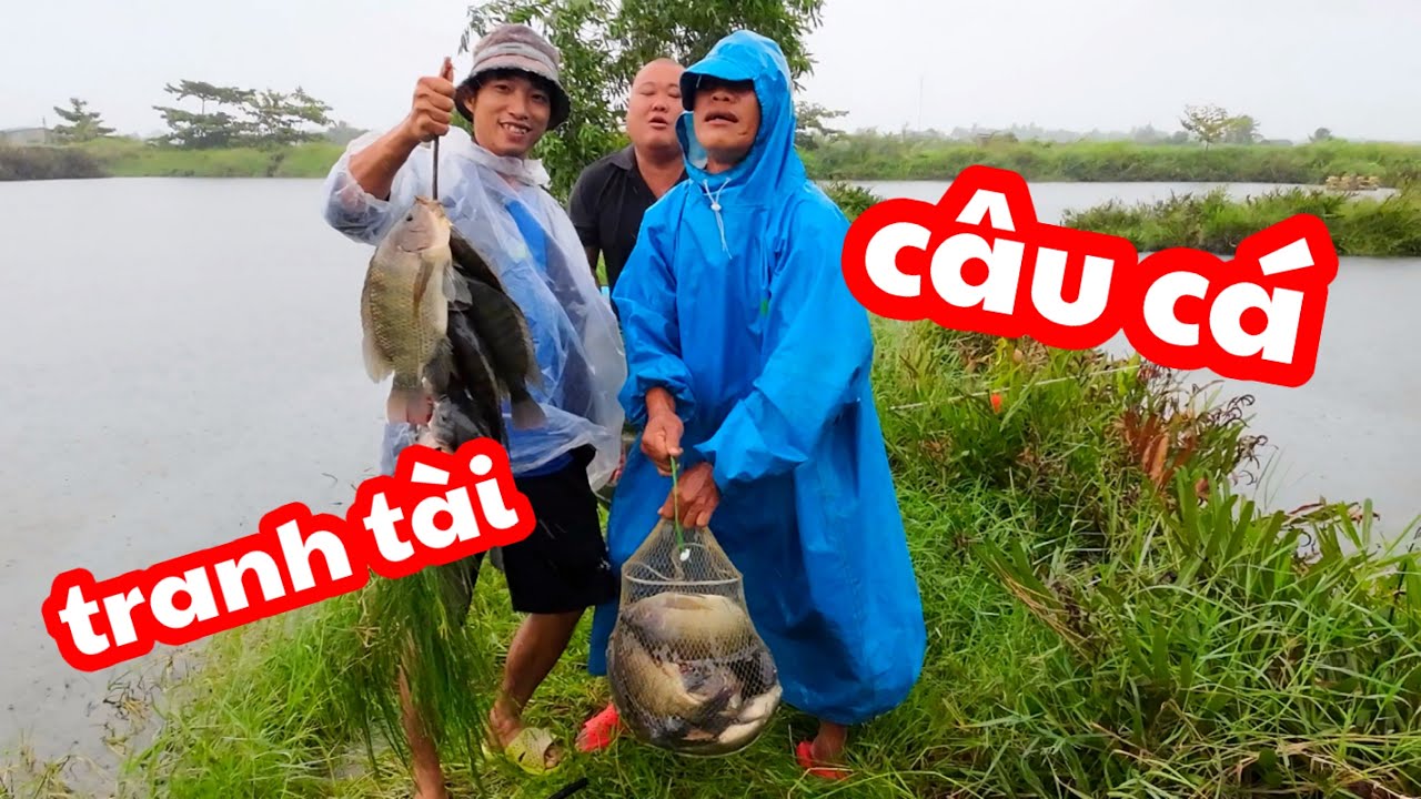 Tranh Tài Câu Cá Nấu Bún Cá và Cá Hấp Lai Rai Ngày Mưa | SON DUOC VLOG