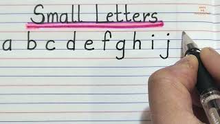 ENGLISH SMALL ALPHABET ABCD LETTERS WRITING PRACTICE IN 4 LINES NOTEBOOK FOR BEGINNERS FOR KIDS