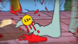 (13+) squidward loses his toenail but theres actually blood