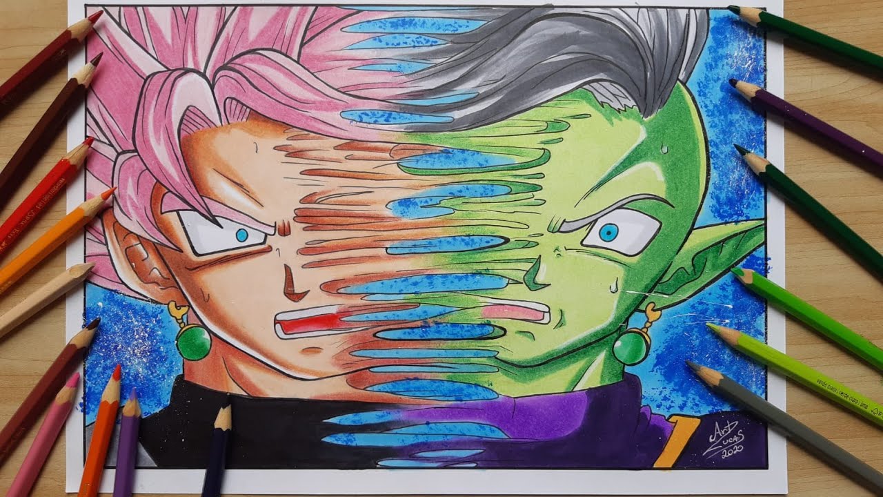 Desenhando fusão Goku Black e Zamasu - Drawing Gattai Zamasu 