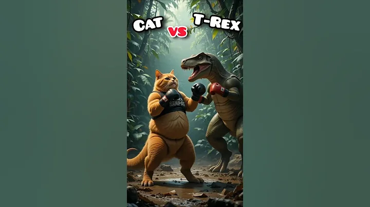 Watch the video about Cat Vs T-Rex 🐈😅🦖 #goviral #cutecat #funny #aicreation #cat #cuteanimal #aihen #aicat #aivideos #ai