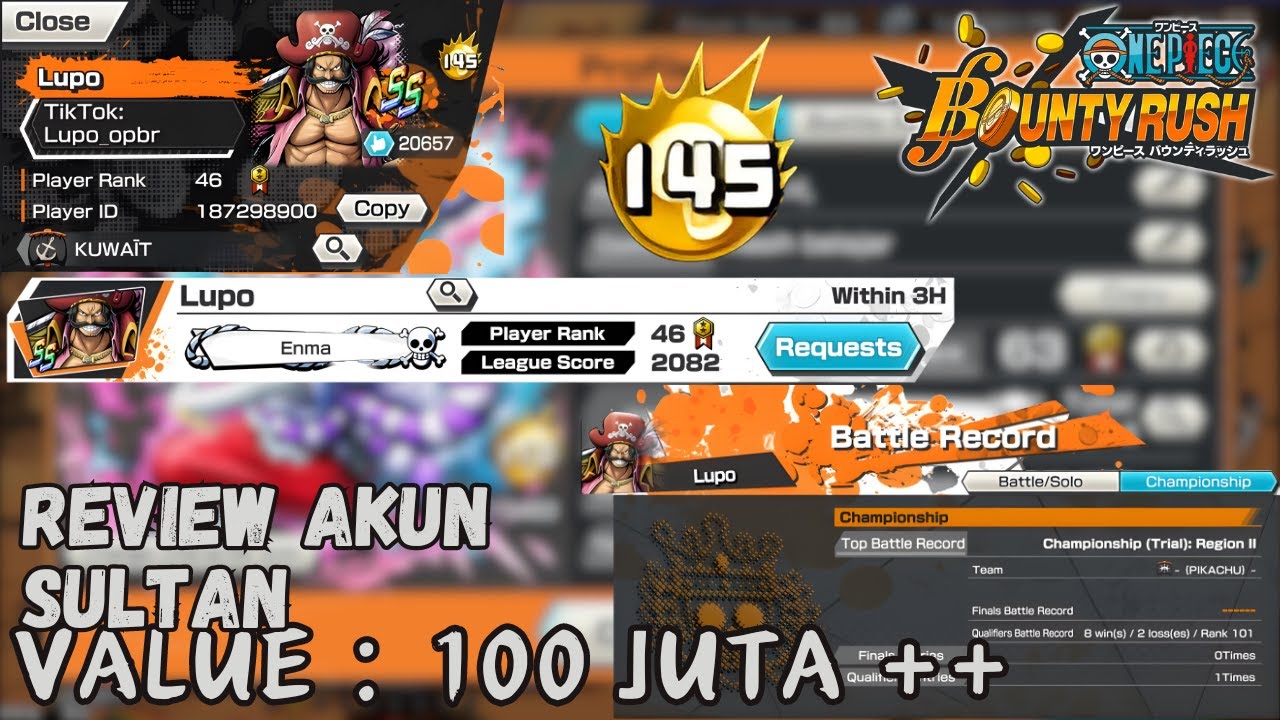 REVIEW AKUN OPBR SULTAN 100 JUTA ++