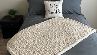 HAND KNIT CHUNKY BLANKET DOUBLE SEED STITCH