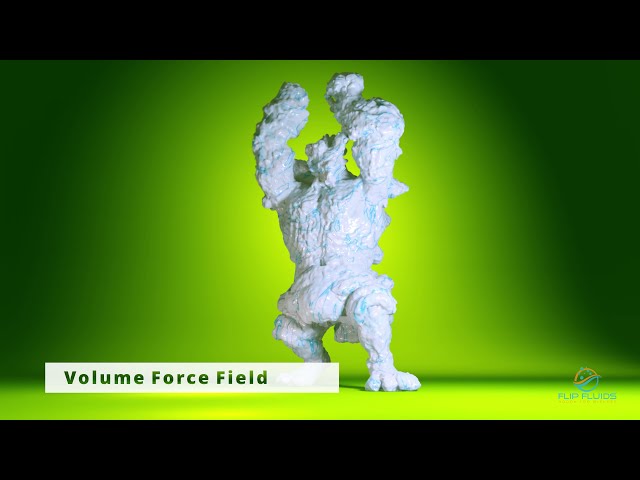 Volume Force Field with an animated character (FLIP Fluids Addon)