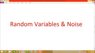 Random Variables And Noise