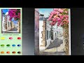 Landscape watercolor - Alley Scenery ( sketch &amp; color name view, watercolor material ) NAMIL ART