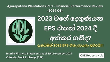 Agarapatana Plantations (AGPL.N) 2024 Q3 Financial Performance | 2024 Q3 Report | CSE Reports Hub