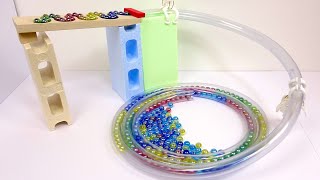 Marble Run Race ASMR Transparent hose slope DIY☆自作マーブルラン 透明ホース チューブスロープ ビー玉転がし遊び