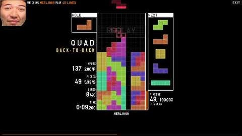 [TETR.IO] 40L SPRINT, 19.215 - MERLIN69