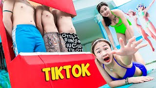 THREE PRETTY GIRL WITH MAGIC BALL BATTLE NERF DrGirl Nerf Guns NEAR Pool FUNNIEST GIRL PRANK VTL