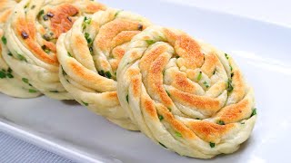 Pan Flatbread / Onion Cake / Easy Pan Bread Recipe Yummy Crispy / 发面葱油饼/盘丝饼香喷喷好消化 ▏Gabaomom Cuisine