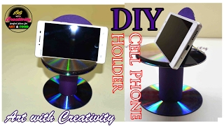 DIY Cell phone Holder | Best out of Waste | CD/DVD | Art with Creativity 156
