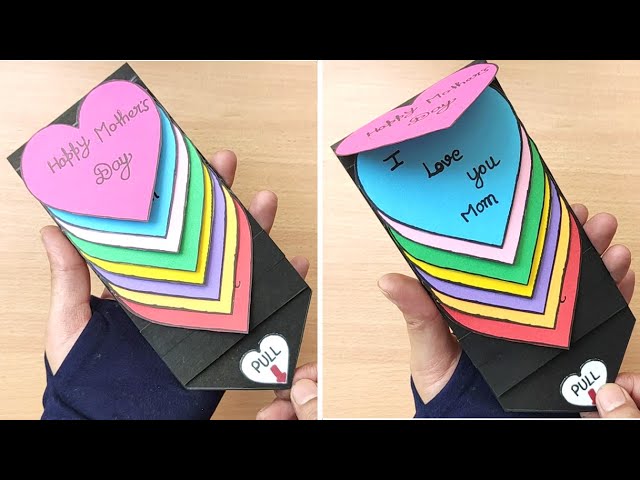 DIY - Happy Mother's Day Special Card | Rainbow Water Fall Greeting Card | Pull me | Handmade card class=