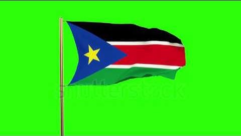 South Sudan flag waving in the wind. Green screen, alpha matte. Loopable animation Stock video by