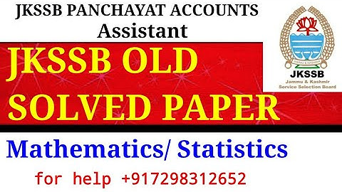 Jkssb Accounts Assistant| Previous year solved question paper Mathematics/Statistics|imp Questions