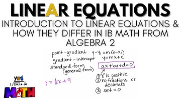 Introduction to Linear Equations | IB Math AI SL Topic 2: Functions