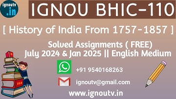 IGNOU BHIC-110 Solved Assignment July 2024 & Jan 2025 [FREE] || IGNOU BAHIH || IGNOU TV || IGNOU ||