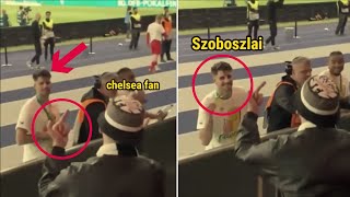 Watch Dominik Szoboszlai's reaction after the Chelsea fan's bad behavior😍    liverpool vs chelsea1-0