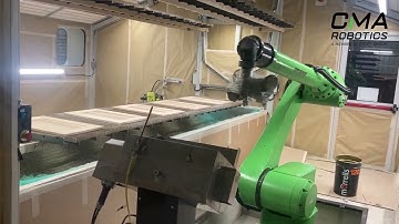 Automatic spraying of wooden parts by CMA Robotics Spa