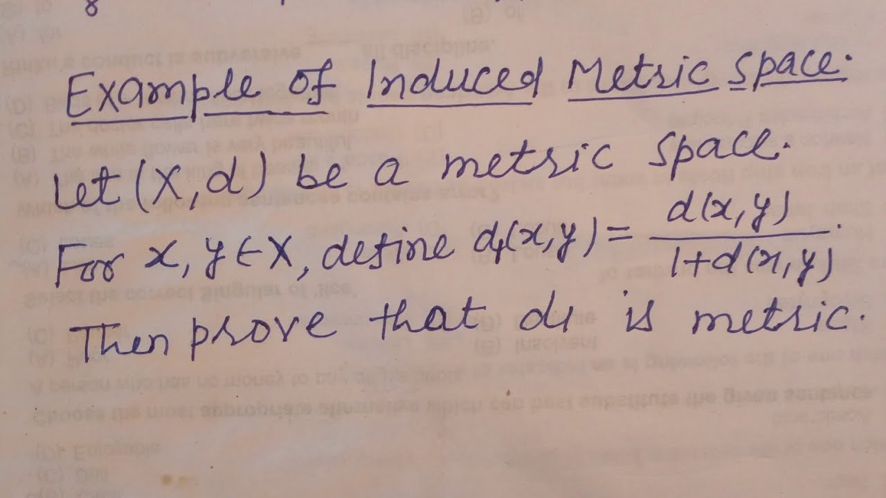 Metric Space || Induced Metric Space || Real Analysis - YouTube