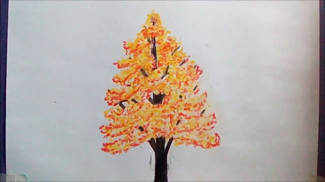 how to draw a winter tree||tree drawing for beginners - YouTube