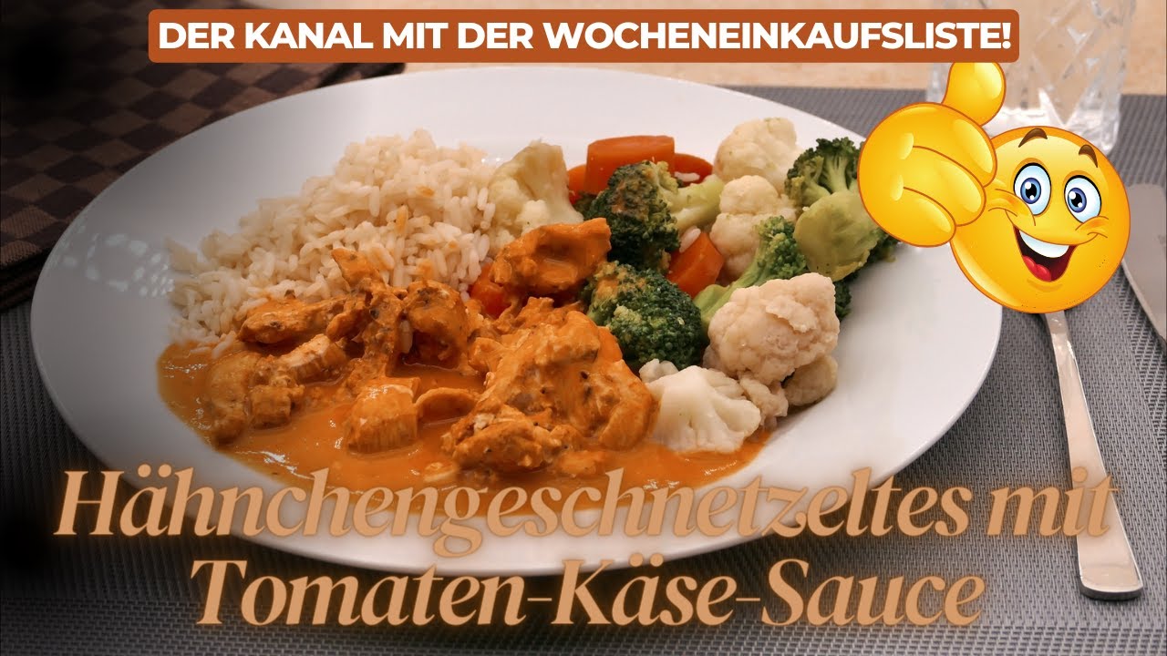 Hähnchengeschnetzeltes mit Tomaten Käse Sauce, Gemüse und Reis - YouTube Hähnchengeschnetzeltes mit Tomaten Käse Sauce, Gemüse und Reis - YouTube