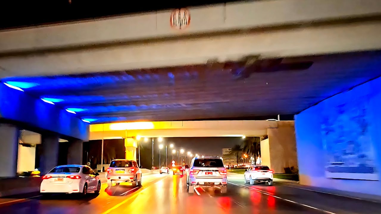 Night Drive on Sultan Qaboos road | 4K | Muscat, Oman | Az Travel Vlog 