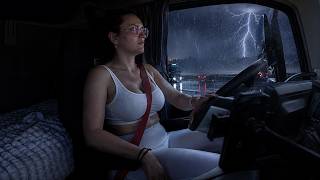 🌙 LIVE 🚛 Female Trucker Driving at Night | Relax & Fall Asleep