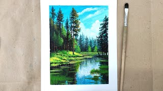 How to paint a scenery! No.15 | Acrylic on paper