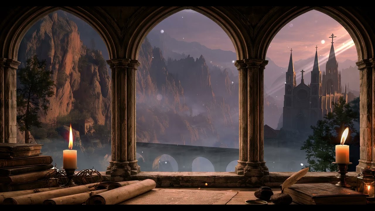 4k Window View with Gregorian Chants, nature sounds