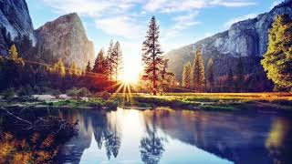 Sunset Wonderful View | Waterfall River Cascade Water | Relaxing Music | Copyright Free | Be kind