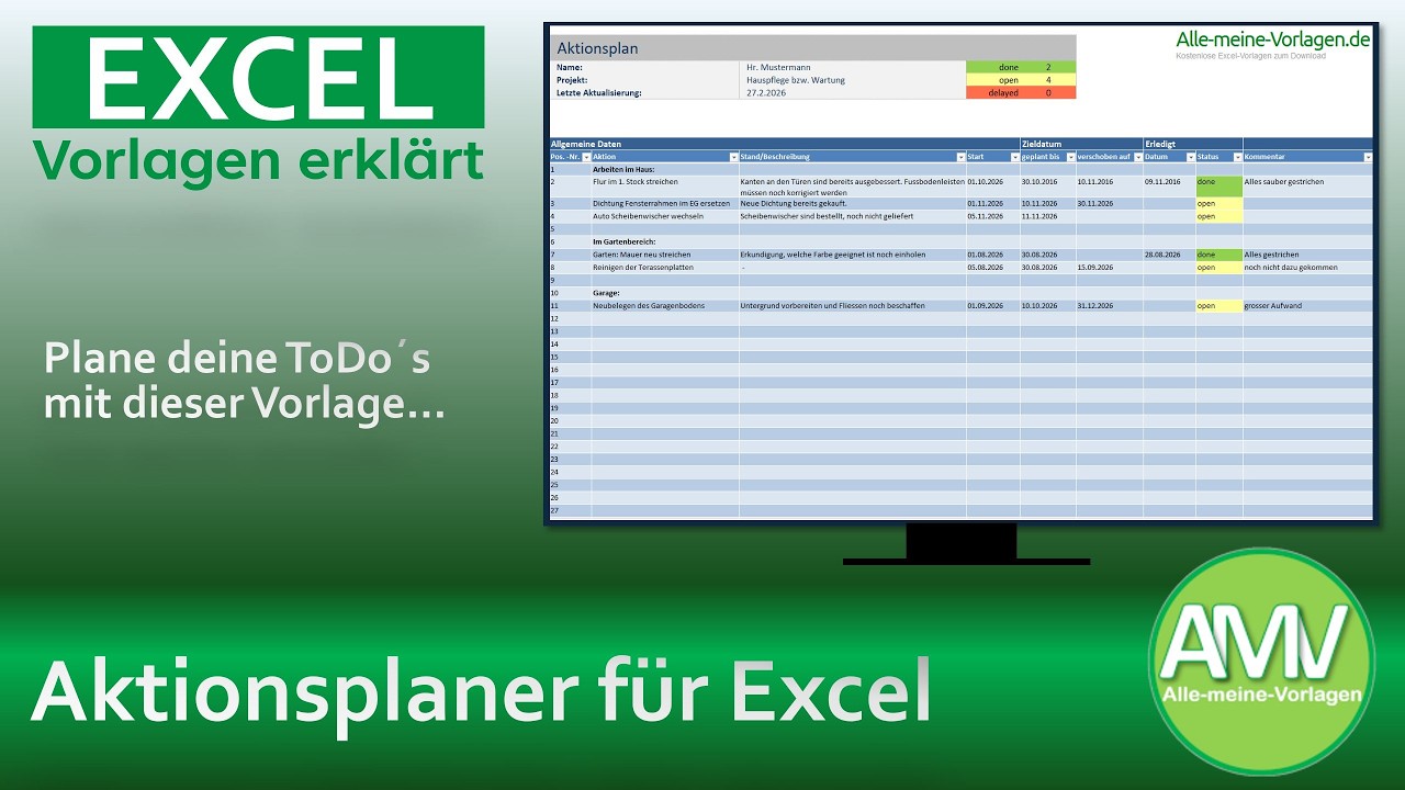 Aktionsplan – Kostenlose Excel Vorlage für deine perfekte ToDo-Liste